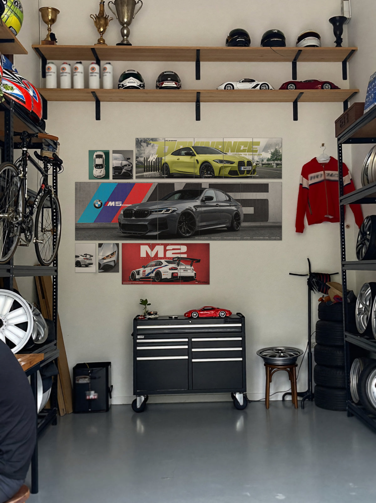 BMW M Series wall setup pack in a real room, view 2