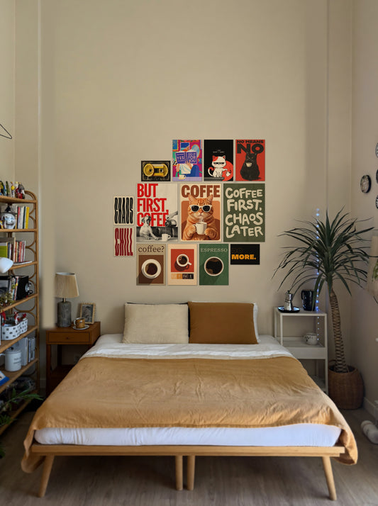 Coffee First Chaos Later wall setup pack in a real room, view 1