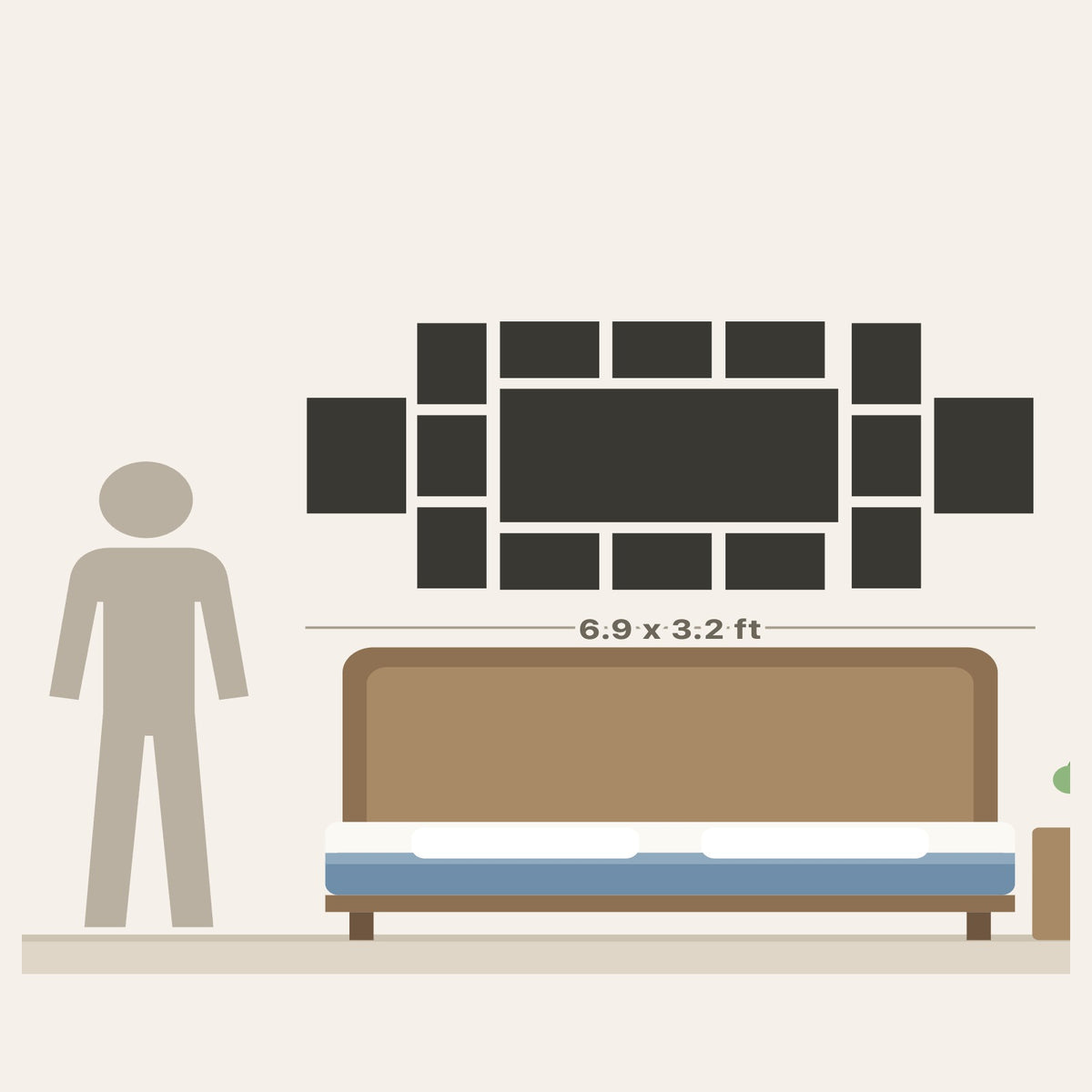 Cinema Wall poster layout - 17 posters, about 6.9 x 3.2 ft