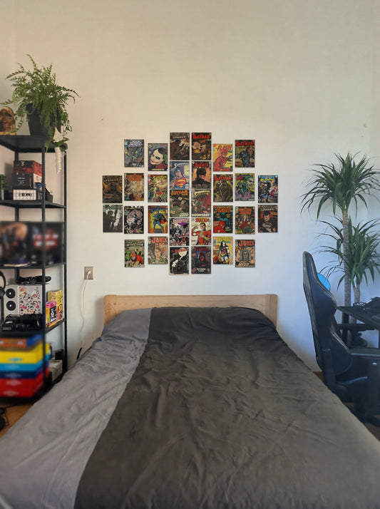 DC Comic Collage wall setup pack in a real room, view 1
