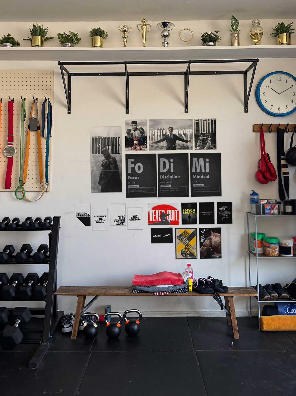 Discipline and Greatness wall setup pack in a real room, view 2