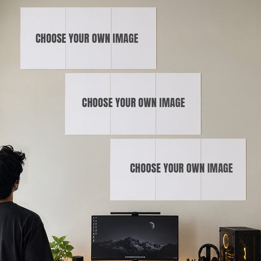 Mix & Match Any 3-Piece Split Posters – choose your own designs, three split sets above a desk