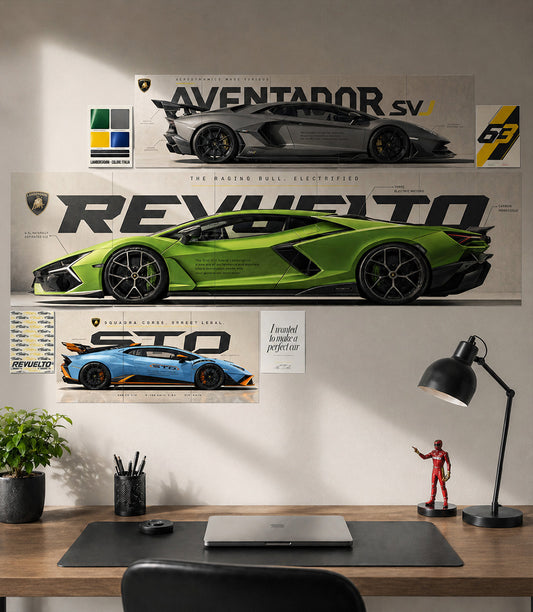 Perfect Lamborghini Wall Setup | 17 Piece A4 A3 & A5 Mix Pack