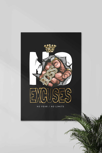 NO EXCUSES | BOSS | Money Aesthetic Poster