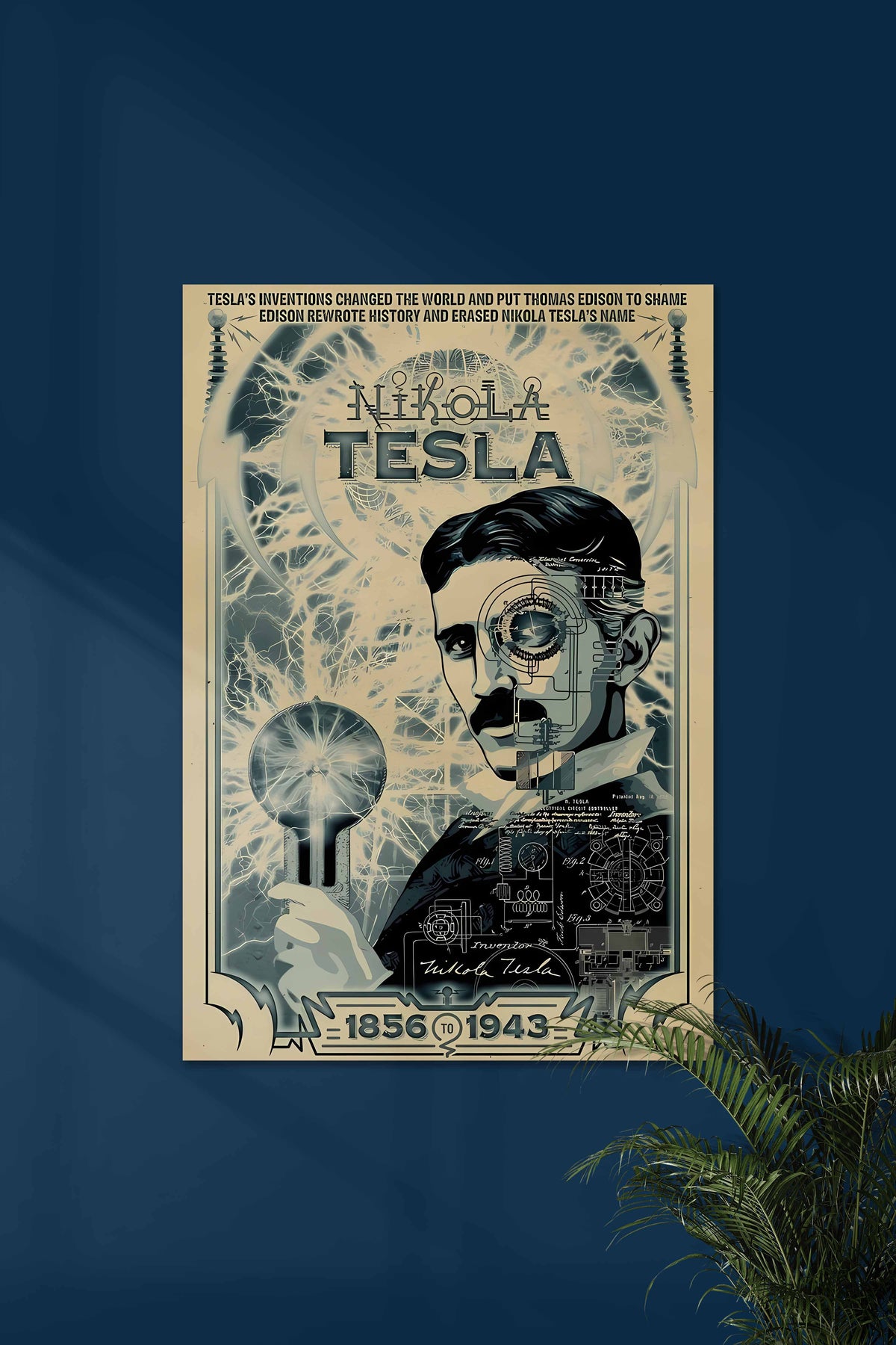 Memorial of TESLA | Nikola Tesla | GENIUS POSTERS - A4
