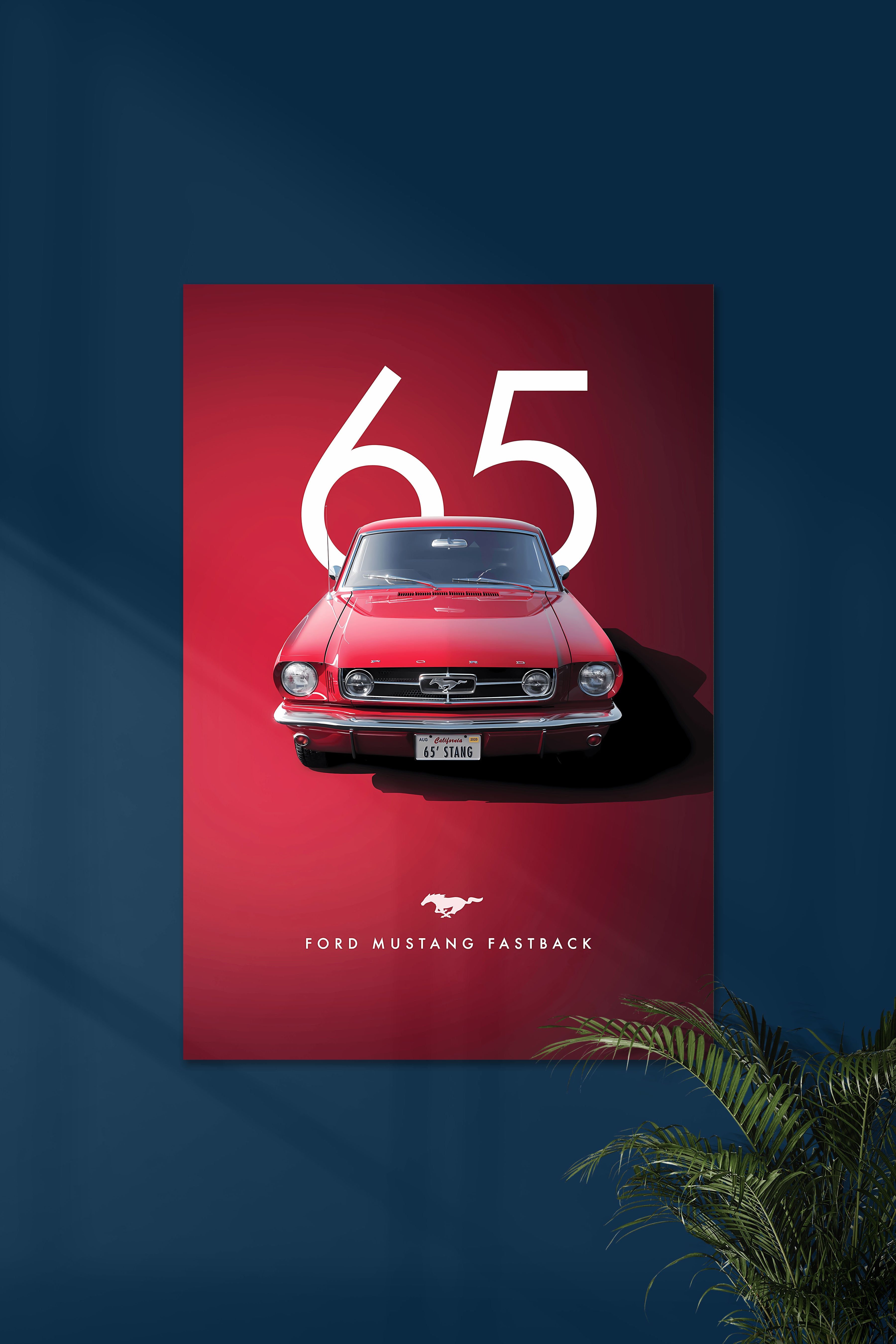 FORD MUSTANG FASTBACK 1965 | VINTAGE CAR #2 | CAR POSTERS – Posterized