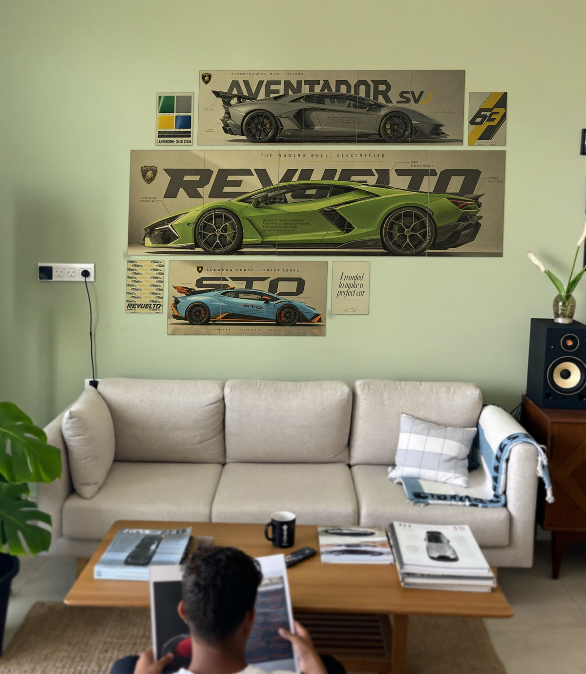 Perfect Lamborghini wall setup pack in a real room, view 1