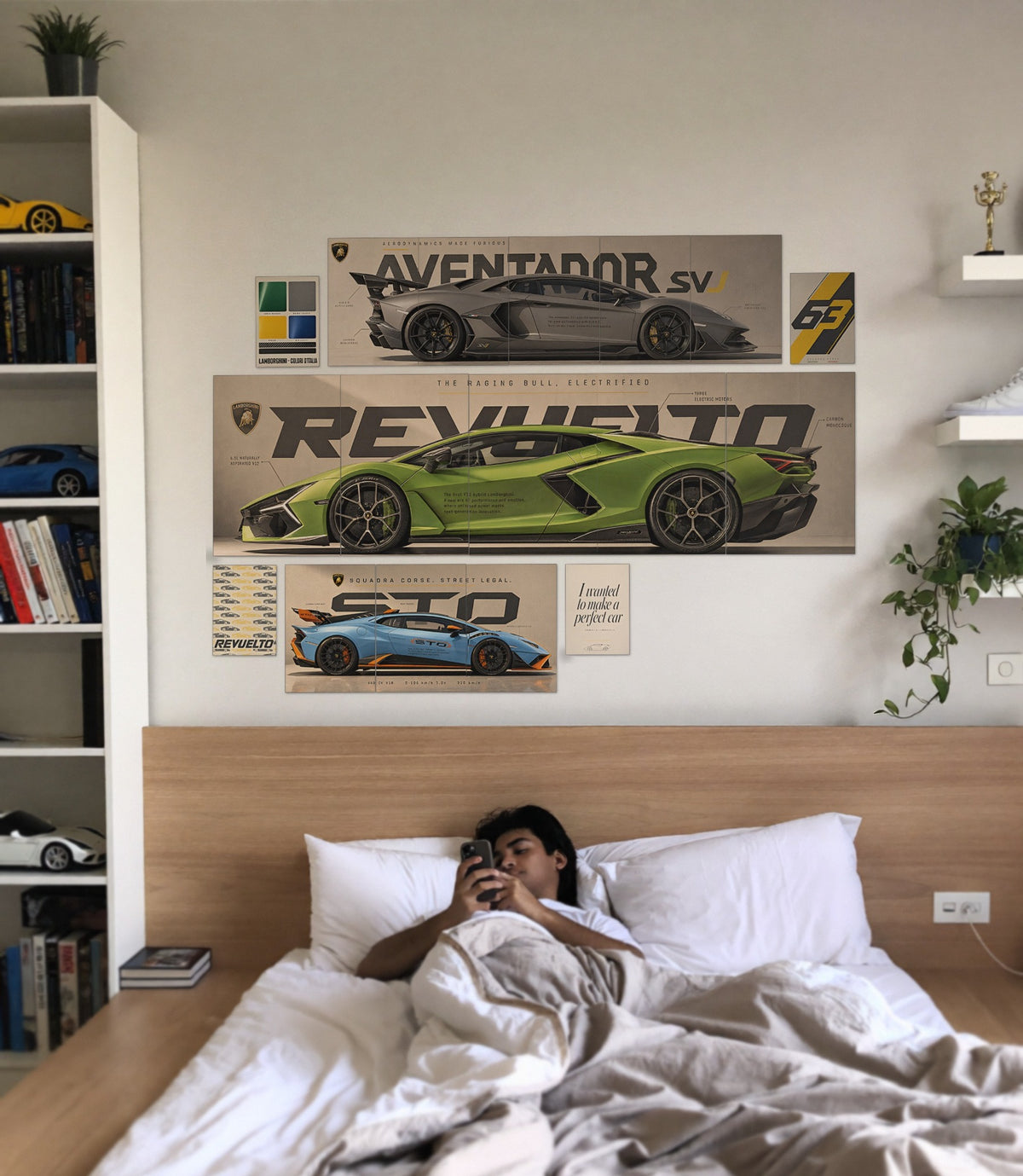 Perfect Lamborghini wall setup pack in a real room, view 2