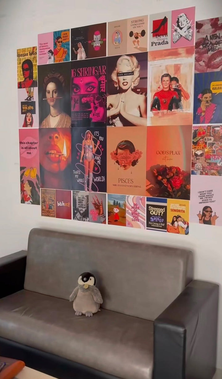 Aesthetic collage over the sofa