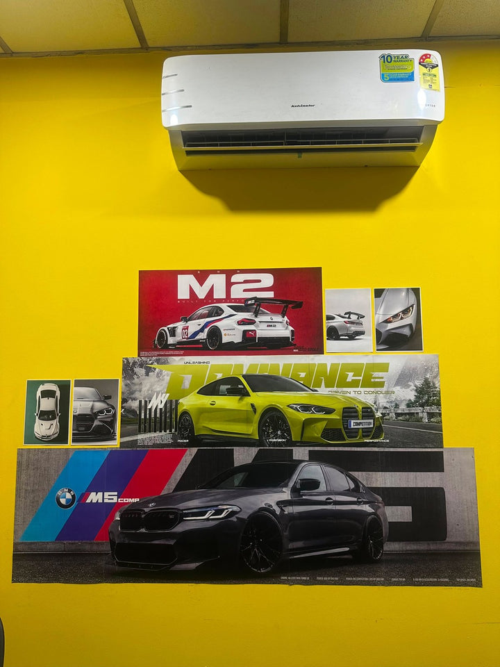 BMW M wall on yellow