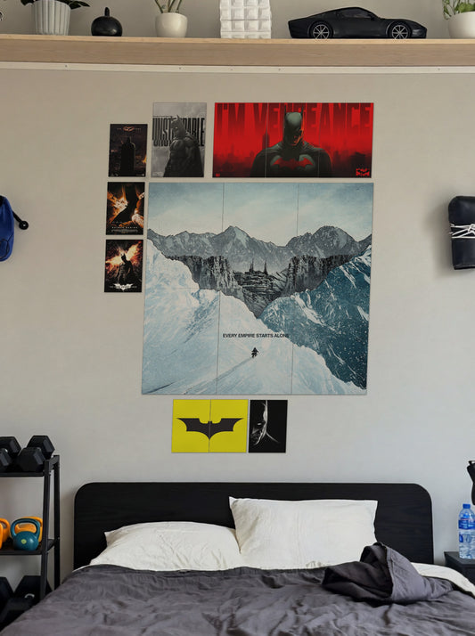 The Batman Motivation wall setup pack in a real room, view 1