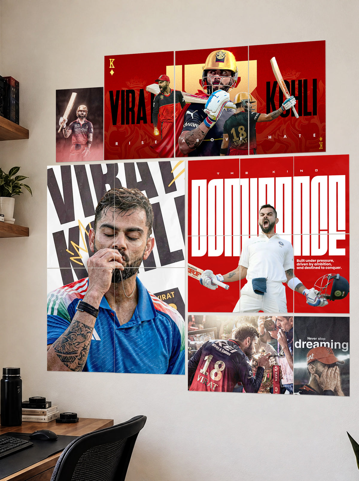 The King Virat | Premium Wall Setup Pack | 16 Piece A4 A3 Mix Pack