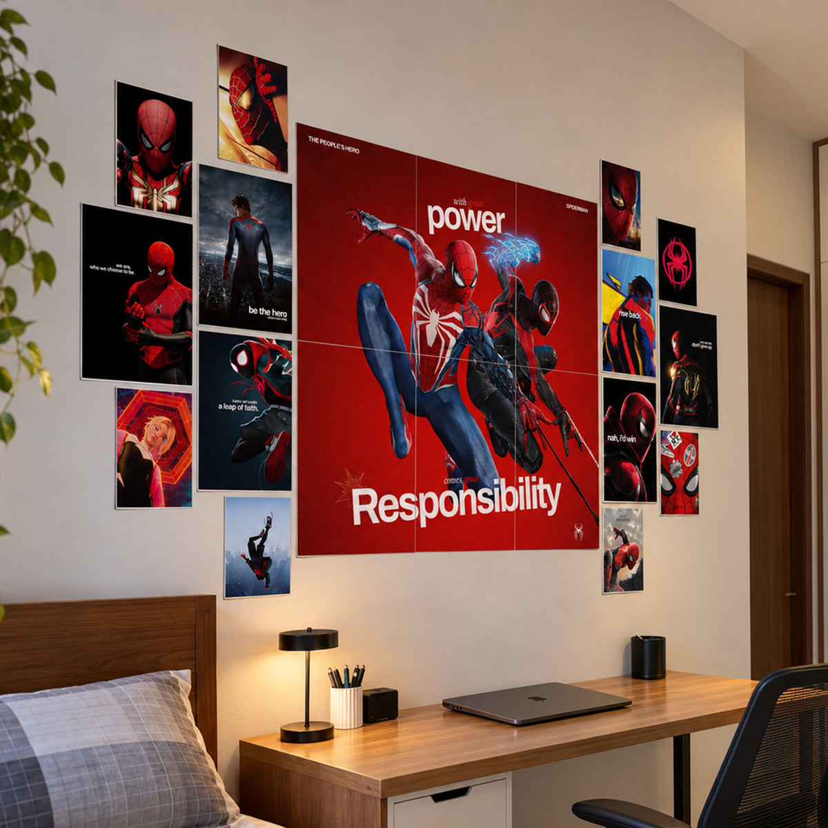 Spider Verse Great Responsibility Wall Setup Pack 20 Piece A3 A4 A5 Mix Collection