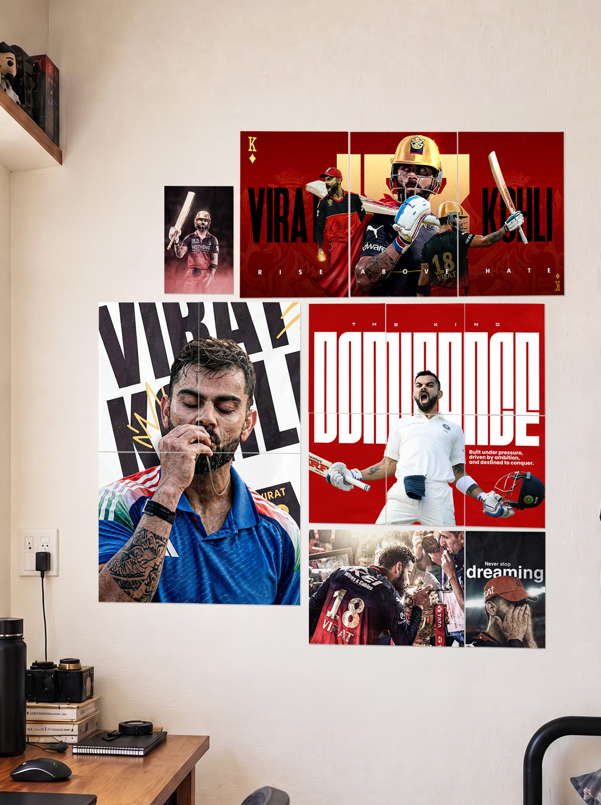 The King Virat | Premium Wall Setup Pack | 16 Piece A4 A3 Mix Pack