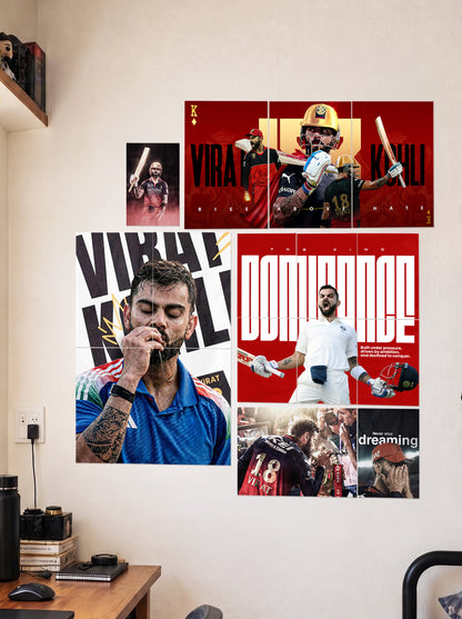 The King Virat | Premium Wall Setup Pack | 16 Piece A4 A3 Mix Pack