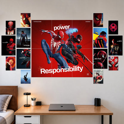 Spider Verse Great Responsibility Wall Setup Pack 20 Piece A3 A4 A5 Mix Collection