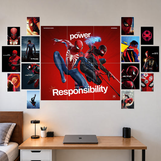 Spider Verse Great Responsibility Wall Setup Pack 20 Piece A3 A4 A5 Mix Collection