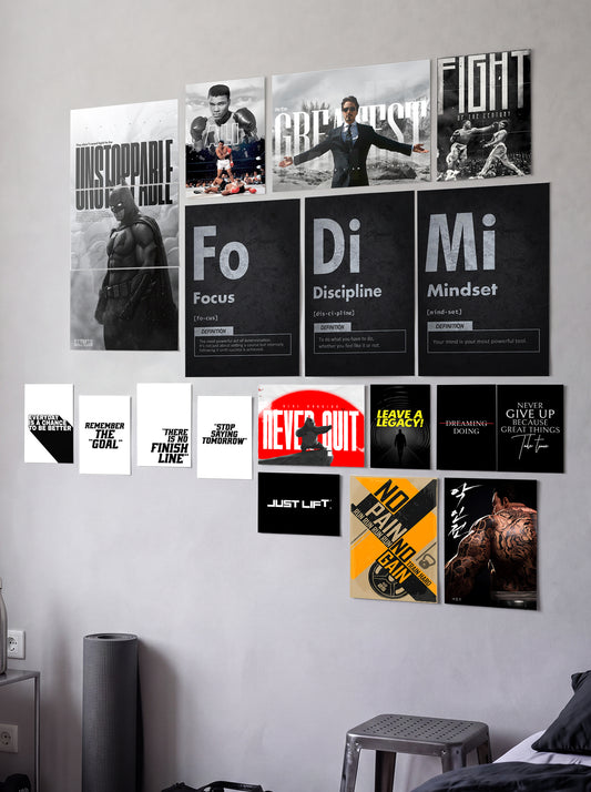 Discipline and Greatness Wall Setup Combo | A3 | A4 | A5| 18 Design Set
