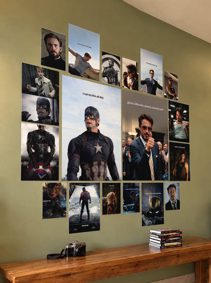 Captain America Iron Man Marvel Legends Wall Setup Pack 20 Piece A3 A4 A5 Mix Collection