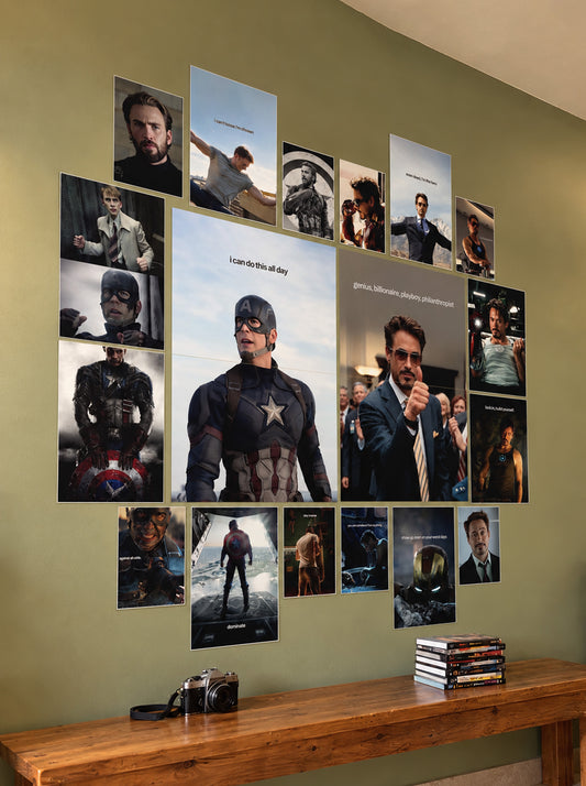 Captain America Iron Man Marvel Legends Wall Setup Pack 20 Piece A3 A4 A5 Mix Collection
